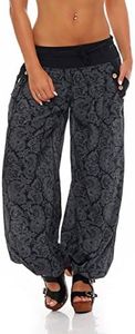 Malito Harem Pantalon en Style Boyfriend avec Orient Print Aladin Yoga 3488 Femme Taille Unique (Noir)