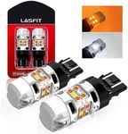 LASFIT T3 7443 Switchback LED Bulb for Toyota Camry 2018-2024 SE/LE/TRD/L, 2025 SE/LE, 2012-2017 All Trims 7444 Front Turn Signal Parking Light 7444NA Built in Resistor Error Free White Amber(2pcs)