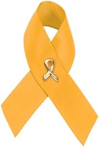 2 Pack Gold Ribbon Awareness Satin Pins - Wholesale Satin Pins for Childhood Cancer or Neuroblastoma Cancer Awareness