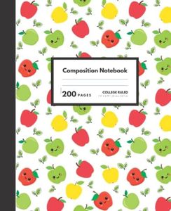 Kawaii Apple Composition Notebook: Cute Apple Composition Book, 200 7.5 x 9.25 College Ruled Pages