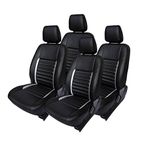 Hi Art Black and Silver Leatherite Custom Fit Car Seat Covers Compatible with Maruti Alto K10 (2010-2014) - Complete Set