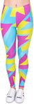 kukubird Printed Patterns Women's Yoga Leggings Gym Fitness Running Pilates Tights Stretchable Skinny Pants -Neon Sport