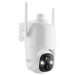 Dzees Wireless Security Camera Outdoor WiFi, Siren Alarm Spotlight Outdoor Camera Wireless Battery Powered, 360° PTZ Camera, AI Motion Detection, 2-Way Talk, Color Night Vision, IP66, Cloud/Local