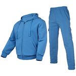 Nothinchan Winter Men Jogging Suits Sets Hooded Tracksuits Long Sleeve Full Zip Sports Set Warm Jacket Piece Outfit Sweat Suits Men(Light Blue,2XL), Blue