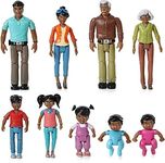 Beverly Hills Doll Collection Sweet Li'l Family African American Dollhouse People Set of 9 Action Figure Set - Grandpa, Grandma, Mom, Dad, Sister, Brother, Toddler, Twin Boy & Girl