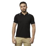 Phakkat Men's Cotton Polo Neck Regular Fit T-Shirt with Pocket(Polo Plain T-Shirts (1) L - Black)