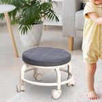 TORIOX Swivel Rolling Scoot Stool with Cushion, Short Rolling Stool with Wheels for Garage, Gardening, Home, Daily Party, Nail Salon, Spa, Pedicure, Fitness Sport