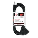 EP 10 Ft Outdoor Extension Cord with 3 Electrical Power Outlets - 16/3 SJTW Black Cable with 3 Prong Grounded Plug for Safety Great for Christmas Lights, Garden and Major Appliances