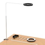 Clifod Tall Desk Bendable Ring Light with 3 inch Clamp Mount, Gooseneck Height Adjustable Desktop Fexible Halo Light Arm Stand for Zoom Meeting/Nail Art Photography/Video Recording/Live Stream