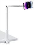 Viozon Phone Holder, Flexible Long Arm,Overhead Mount,360° Angle Adjustable,Aluminum Alloy, C Clamp for Headboard Bedside&Table&Desk,Compatible with 3.5"-6.9" Phone,iPhone 16 15 Plus/Pro Max W