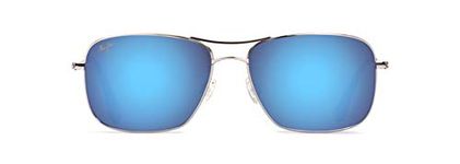 Maui Jim Unisex's Wiki Sunglasses, Silver/Blue Hawaii Polarized, Medium