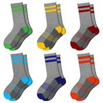 Boys Crew Socks Half Cushioned Athletic Socks Cotton Calf Socks For Big Little Kids 6 Pairs Comfoex