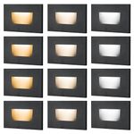 FTL 12-Pack LED Step Lights Outdoor Dimmable Indoor Stair Lights, 120V 3CCT 3000K/4000K/5000K Color Changing Deck Stair Lights Outdoor 150LM 3.5W, Waterproof Black Aluminum Staircase Lighting Indoor