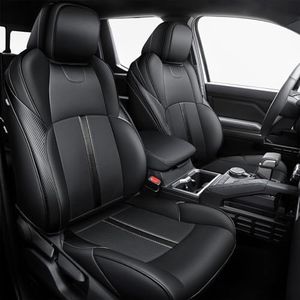 bgucar Leather Seat Covers Custom Fit for 2024-2026 Tacoma Gen 4th Double Cab - Fully Covered - Fit Like a Glove - Center Console Armrest Covers Included - for Tacoma Accessories