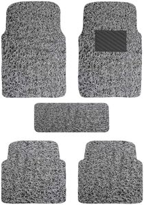 Autofurnish Curly Car Foot Mat Compatible with Universal Fits All Cars | Grass/Noodle Mat | Anti-Skid | (Grey Black)