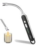 DY-ROS Electric Gas Lighter for Kitchen, 360 Degree Flexible, Rechargeable 280 mAh High Battery Capacity, Windproof, Multipurpose Flameless Lighter for Candle, Gas, Diyas, Agarbatti - Black (1)