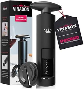 VINABON Self-Pulling Wine Opener - New 2024 2-in-1 Professional-Quality Twister Wine Corkscrews with Wine Foil Cutter - Manual Easy-Turn Wine Bottle Opener Corkscrew. Includes WineGuide Ebook