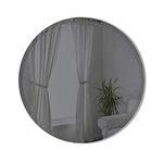 Umbra Hub Beveled 24" Round Wall Mirror for Entryways, Washrooms, Living Rooms and More, Doubles as Modern Wall Art, Smoke