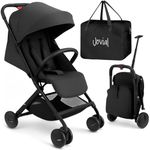 Jovial Chicco Portable Folding Lightweight Baby Stroller - Smallest Foldable Compact Stroller Airplane Travel, Compact Storage, 5-Point Safety, Easy 1 Hand Fold, Canopy Sun Shade, Storage Bag, Black