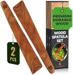 12 inch Teak Wood Spatula for Cast Iron, Small Wood Flipper, Egg Scraper, Flat Wooden Turner, Multipurpose Wood Cooking Utensil, Spatulas Perfect for Flipping, Serving, Scraping & Turning. Set of 2