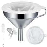 zukent Stainless Steel Funnel, 13 cm Kitchen Funnel with 200 Mesh Filter Strainer for Filling Bottles Oils, Juice, Wine, Coffee, Tea, Milk