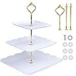 HQdeal Cake Stand Reusable Cupcake Stand Afternoon Tea Cake Stands 3 Tier Serving Platters Dessert Stand Cakes Fruit Candy Sweet Display Tower Party Food Server for Birthday Weding Party