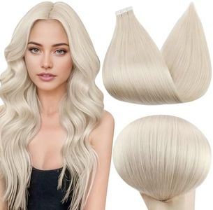 Full Shine Invisible Tape In Hair Extensions 14 Inch Soft Natural Tape Extensions Color 1000 White Blonde Hair Extensions Tape In 40 Pcs 100 Gram Skin Weft Tape In Human Hair Extensions For Women