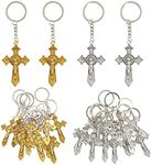 Juvale 24-Pack Cross Keychain Bulk Set, 3.6 Inches, Silver and Gold, Religious Keychains for First Communion, Baptism, Funeral, Church Events, Cross Catholic Key Chain Favors for Guests and Groups