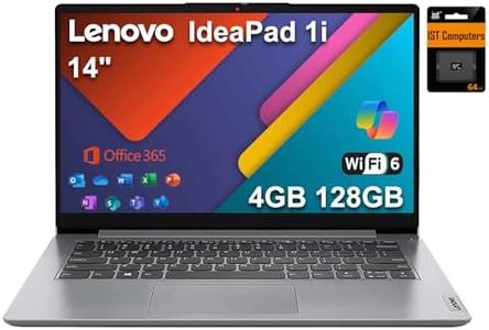 Lenovo Ideapad 1i 14” Laptop with 1-Yr Office 365 (4GB RAM,128GB Storage(64GB eMMC + 64GB SD Card), Intel Dual-Core) for Business, Student, Home, Webcam, Anti-Glare, Wi-Fi 6, Win 11 Home in S