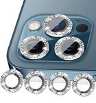 Nothers 3 Pack Bling Camera Lens Protector Compatible with iPhone 12/12 Pro /12 Mini/11/11 /11 Max, HD Tempered Glass Screen Protector, Glitter Protective Cover for Back Accessories (Silver)