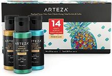 Arteza Pearlescent Acrylic Paint Set of 14, 2 fl oz Bottles, Quick-Drying Pearl Craft Paint, Art Supplies for Painting on Paper, Canvas, Wood, Glass Paper, and Fabric. Bulk Acrylic Paint Kit for Adults & Kids