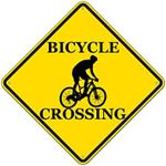 Rogue River Tactical Funny Metal Warning Bike Crossing XING Tin Sign Wall Décor Man Cave Bar Bicycle Rider