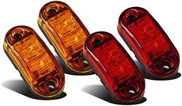 Partsam Amber Red 2.5" 2 Diode Oval LED Trailer Truck Clearance Light Side Marker Light 4PCS, Surface Mount Little Boat Marine Led Lights RV Camper Accessories (2 Amber+2 Red)