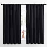 NICETOWN Blackout Curtains 63 Inches Long 2 Panels Sound Reducing for Living Room - Halloween Thermal Insulated Light Out Window Covering Room Darkening for Bedroom/Kitchen (52 W by 63 L, Black, 2 Pc)