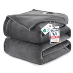 WAVVE Fleece Blanket Queen Size XL Grey 7ft x 8ft - Fluffy Soft Warm Versatile Large Throw Blanket for Bed/Sofa/Couch Gray, 220x240 cm
