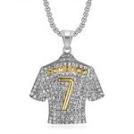 Number 7 Soccer Jersey Pendant, No. 7 Jersey Soccer Necklace for Men, Silver Number 7 Football Necklace Soccer Charm Jewelry, Rock Soccer Jersey Necklace Soccer Player Number 7 Pendant