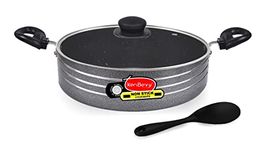 KenBerry Signature Granite Finish Hammertone Coated Induction Stove Friendly Biryani Pot | Stew Pot | Multi layer non stick coated| 26 cm Diameter 4.5 L Capacity with Glass Lid (Aluminium,Induction base, Nonstick)