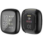 Yolin [2-Pack] All-around TPU Screen Protector Compatible with Fitbit Versa 2, Soft Protective Case For Fitbit Versa 2 (1 Black + 1 Transparent)