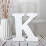 AOCEAN 4 Inch White Wood Letters Unfinished Wood Letters for Wall Decor Decorative Standing Letters Slices Sign Board Decoration for Craft Home Party Projects (K)