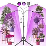 GIGAWATTS 40W Plant Grow Light with 4 Tube Full Spectrum 100-240V~50/60Hz AC Input 10 Levels Dimmable & 3 Modes 120° Lightning Angle IP44 Indoor Lamp for Home Garden Balcony (Pack of 1, RGB)