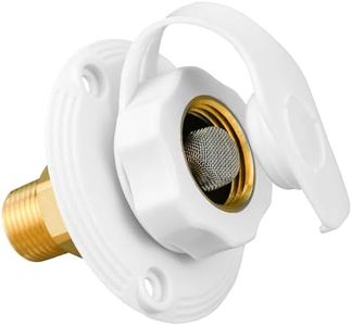 RV City Water Inlet with Brass Check Valve, 3/4 NH Female to 1/2 NPT Male Flange RV Fresh Water Inlet Durable RV Water Replacement Connection Fittings for RV Camper Motorhome Trailer Marine, White