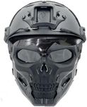 NC PJ Tactical Fast Helmet and Adjustable Airsoft Mask Skull Full Face MaskSuitable for Airsoft Paintball, Halloween, Role-Playing, Costume Parties and Movie Props