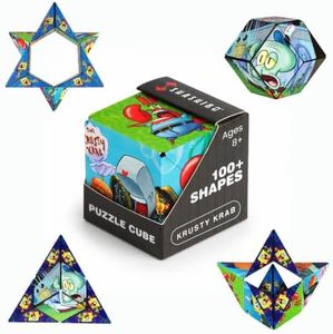 SHASHIBO Spongebob Squarepants Shape Shifting Box - STEM Magnetic Fidget Cube that Transforms Into Over 100 Shapes, Download Fun in Motion Toys Mobile App (Krusty Krab)