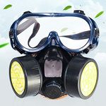 Lurowo Safety Full Face Cover, Reusable Mask Respirator with Safety Goggles, Dual Cartridge Anti-Dust Gas Mask for Painting, Dust, Particulate, Machine Polishing(Black)