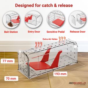 ROSHIELD Humane Mouse Traps – Reusable No-Kill Rodent Catcher