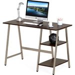 SHW Ivy Trestle Home Office Computer Desk with Storage Shelves, 43-Inch, Espresso