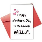 Gevinna Funny MILF Mother's Day Card for Wife, Sassy Mother's Day Card for Mom, Humorous Mother's Day Card from Husband Fiance, Happy Mother's Day To My Favorite MILF