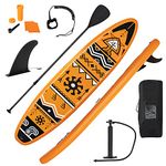 GYMAX Inflatable Paddle Board, 6" Thick Stand Up SUP Paddleboards with Non-Slip Deck, 7 Fins, Adjustable Paddle, Leash,Hand Pump and Backpack