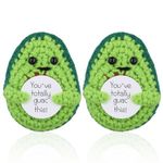 2pcs Funny Positive Avocado, 2.76 Inch Cute Knitted Avocado Doll with Encouragement Card Creative Crochet Emotional Support Plush Avocado Toy Positive Potato for Holiday Party Decor Gift