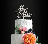 Mr & Mrs Cake Topper, Silver Glitter Wedding - Anniversary - Bridal Shower Cake Decor, Rustic Chic Bride and Groom Cake Topper